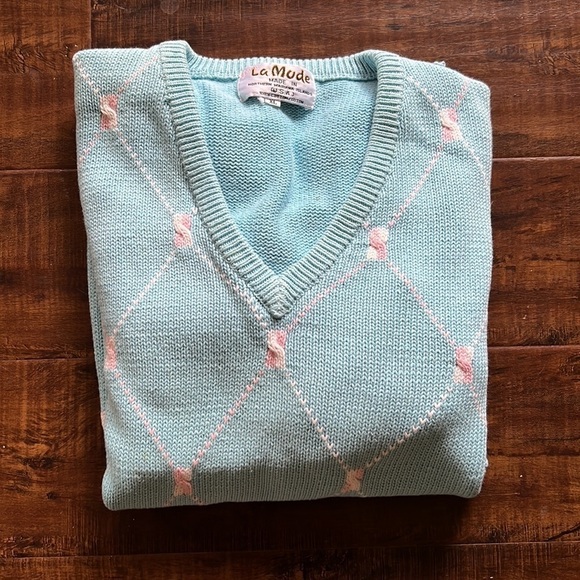 Vintage Lady La Mode Argyle Pattern Sweater - Picture 6 of 7